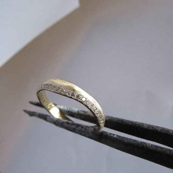 Engagement ring. 14K solid Yellow gold ring with 0.25ct Diamonds. Unique - Picture 1 of 17